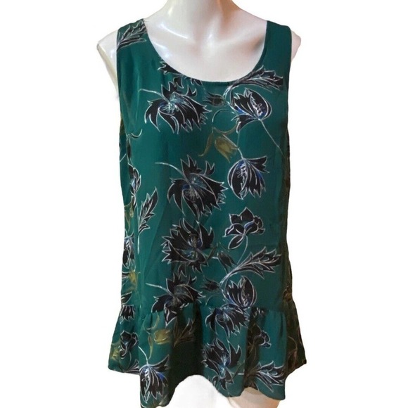 Cabi Zoe Falling Flowers Sleeveless Floral Blouse Green Size M - Picture 2 of 7